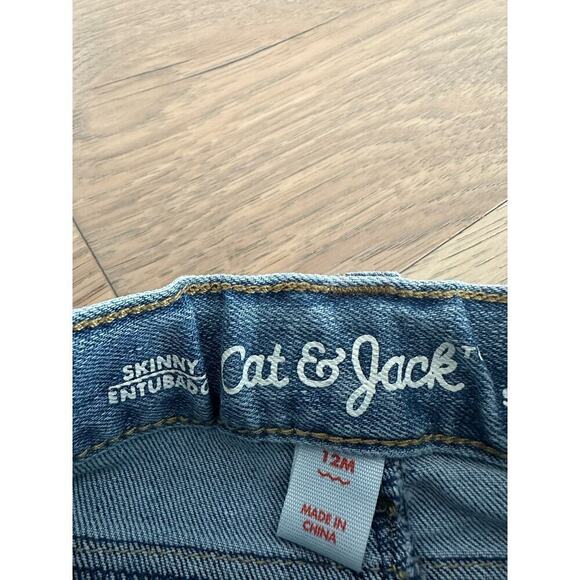 Cat and Jack Girls Light Wash Super Stretch Skinny Sequin Distressed Jeans 12M - Picture 8 of 11